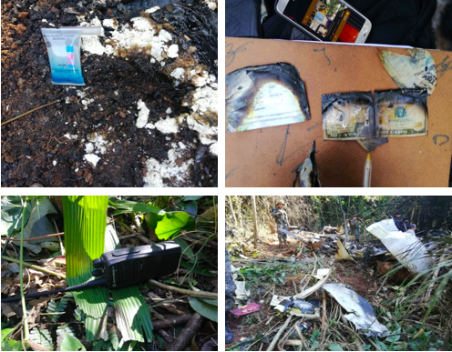 Aspectos del avión accidentado en Guatemala, del que niño Cataño era tripulante. Fotos de Prensa Libre
