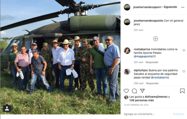 Aquí aparece el narcotraficante junto al general Jorge Jerez en un lugar llamado “Finca Montecristo” , en Córdoba. 13 de febrero de 2015